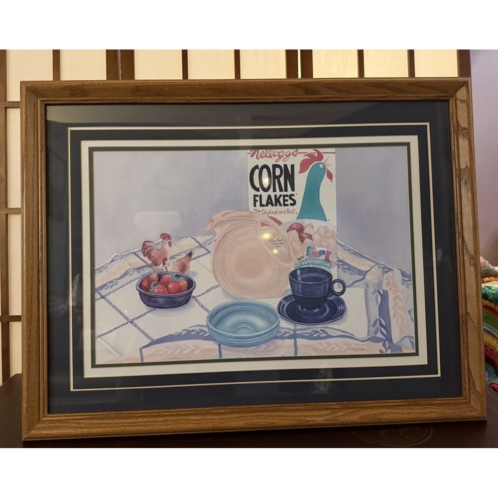 Sarah Metzwood Breakfast Collection Signed 1/400 Framed Art Deco Still Life Art